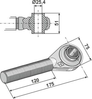 656-128 Topstangs ende hærdet M27x3