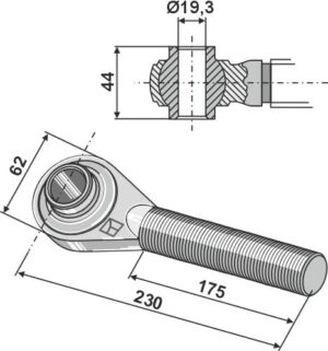 656-243 Topstangs ende hærdet M30x3,5