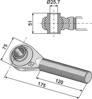 656-246 Topstangs ende hærdet M30x3,5