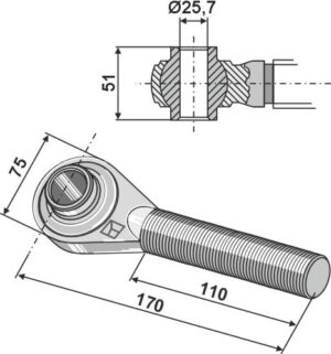 656-249 Topstangs ende hærdet M30x3,5