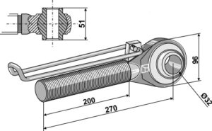 Topstangs ende med kugle M42x3 - 200
