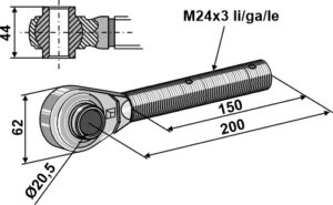 656-502 Topstangs ende hærdet M24x3