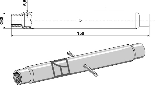 Rør for topstang M24x3