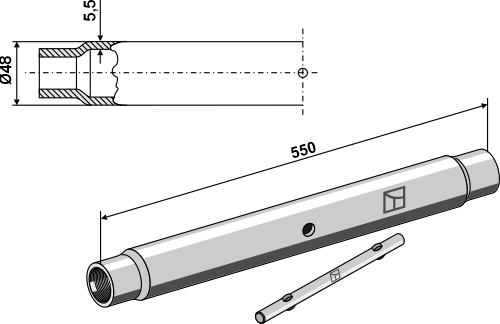 Rør for topstang M30x3