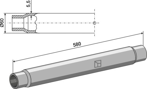 Rør for topstang 580mm