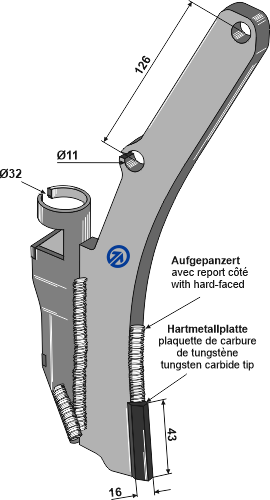 686-knh-5010 Komplet sæt m. holder & spids - sædekorn/gødning