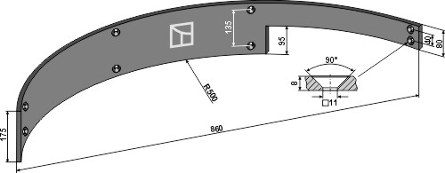 Ledeplade 860mm - venstre