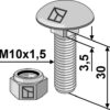 Bræddebolt M10x1,5x30 m. låsemøtrik