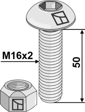 Umbracobolt M16x2x50 m. låsemøtrik