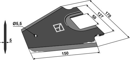 Kniv til fodervogne 150mm