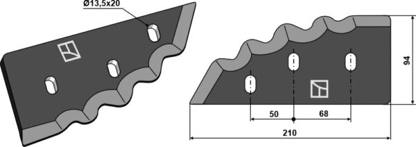 Fodermixer kniv - (hårdmetal belagt) bagside - ventre