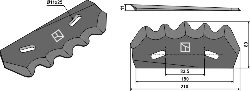 Fodermixer kniv - (hårdmetal belagt) bagside, højre
