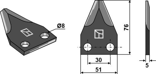 Fodermixer kniv - (hårdmetal belagt) bagside