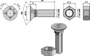 71640f10 Plovbolt 7/16''UNFx40 - 8.8 m. møtrik