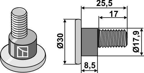 Knivbolt M10x1,5x25,5 - 10.9