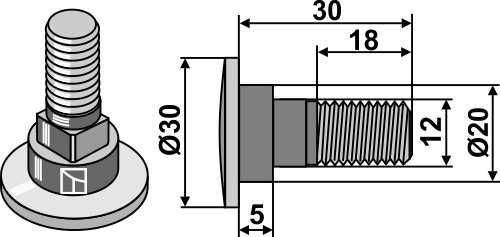 Knivbolt M12x1,75 - 10.9