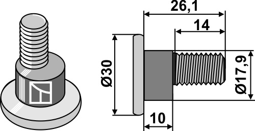 Knivbolt M10x1,5x26,1 - 10.9