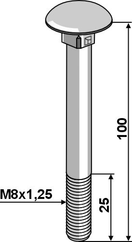 81006038v Bolt M8x1,25x100 u. møtrik - galvaniseret