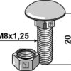 Bolt M8x1,25x20 m. møtrik - galvaniseret