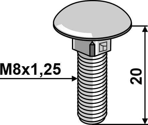 Bræddebolt M8x1,25x20 galvaniseret