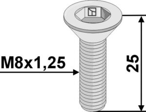 8251064210v-t Umbracobolt M8x1,25x25 - 10.9 u. møtrik - galvaniseret