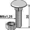Bolt M8x1,25x30 m. møtrik - galvaniseret