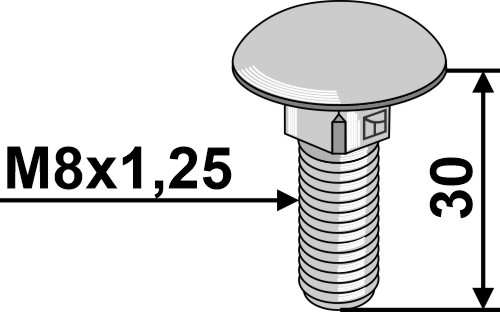 Bræddebolt M8x1,25x30 galvaniseret