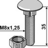Bolt M8x1,25x35 m. møtrik - galvaniseret