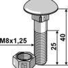 Bolt M8x1,25x40 m. møtrik - galvaniseret