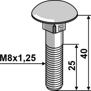 8406038v Bolt M8x1,25x40 u. møtrik - galvaniseret