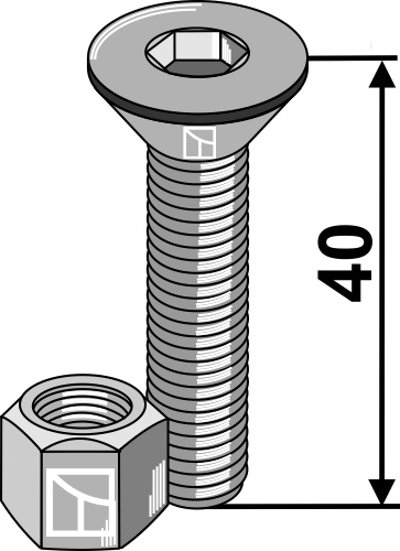 Umbracobolt M8x1,25x40 - 10.9 m. møtrik