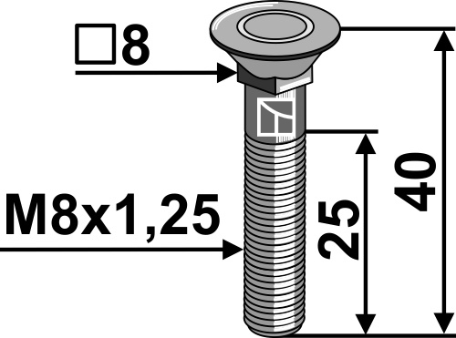 Bolt M8x1,25x40 - 10.9 u. møtrik