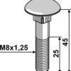 Bolt M8x1,25x45 u. møtrik - galvaniseret
