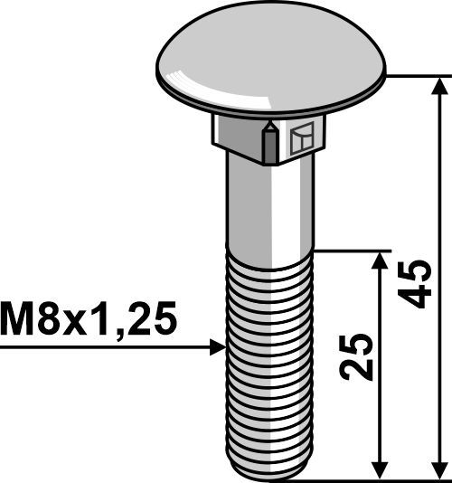 Bolt M8x1,25x45 u. møtrik - galvaniseret