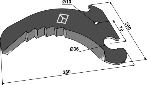 Kniv til rundballepresser 280mm
