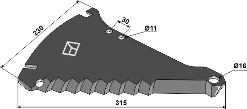Kniv til fodervogne 315mm