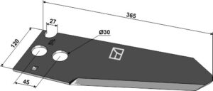 85-146 Kniv til fodervogne 365mm