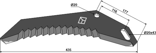 Kniv til fodervogne 435mm
