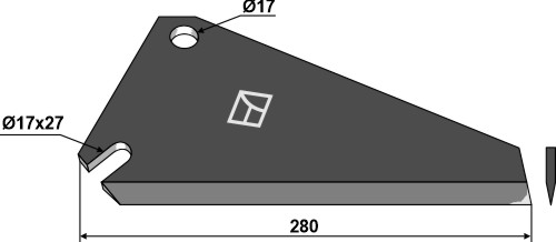 Kniv til fodervogne 280mm