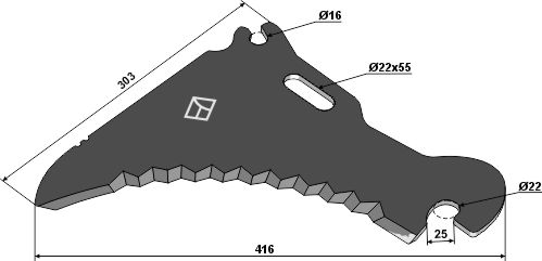 Kniv til fodervogne 416mm