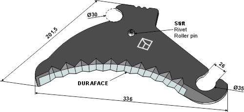 Kniv til rundballepresser 336mm - DURAFACE