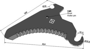 Kniv til fodervogne 575mm