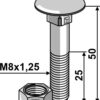 Bolt M8x1,25x50 m. møtrik - galvaniseret