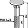 Bolt M8x1,25x50 u. møtrik - galvaniseret