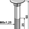 Bolt M8x1,25x60 u. møtrik - galvaniseret
