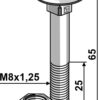 Bolt M8x1,25x65 m. møtrik - galvaniseret