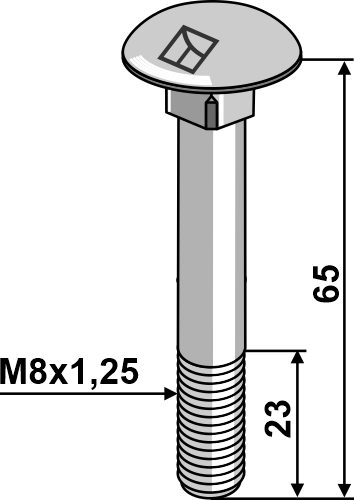 Bolt M8x1,25x65 m. møtrik - galvaniseret