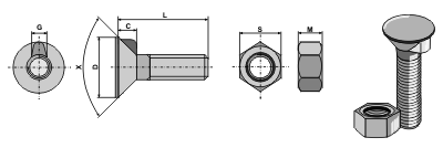 Plovbolt DIN 604 M8x1,25x70 med møtrik