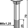 Bolt M8x1,25x70 u. møtrik - galvaniseret