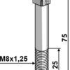 Bolt M8x1,25x75 m. møtrik - galvaniseret